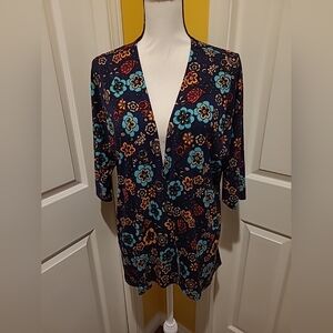 LULAROE MULTICOLORED FLORAL COVER UP,  SIZE S